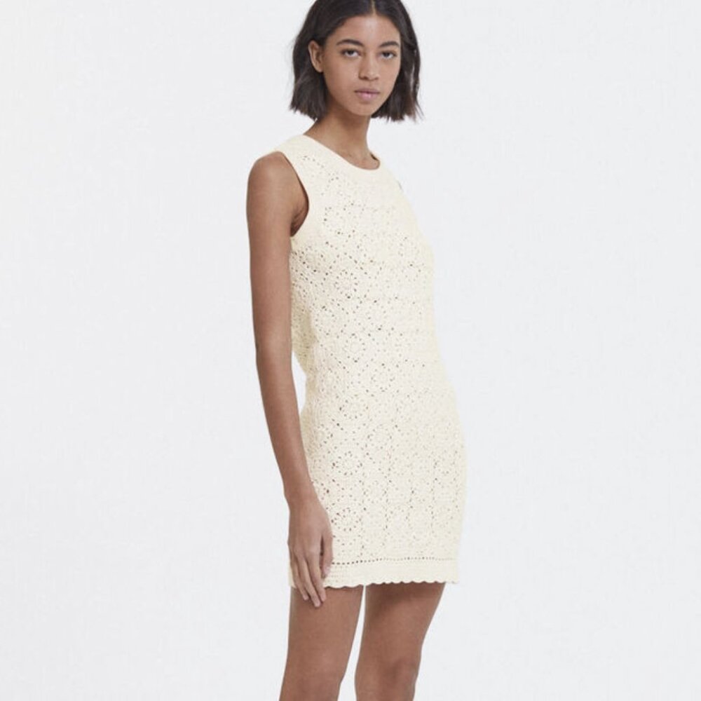 Kooples - Short Sleeveless White Crochet Dress